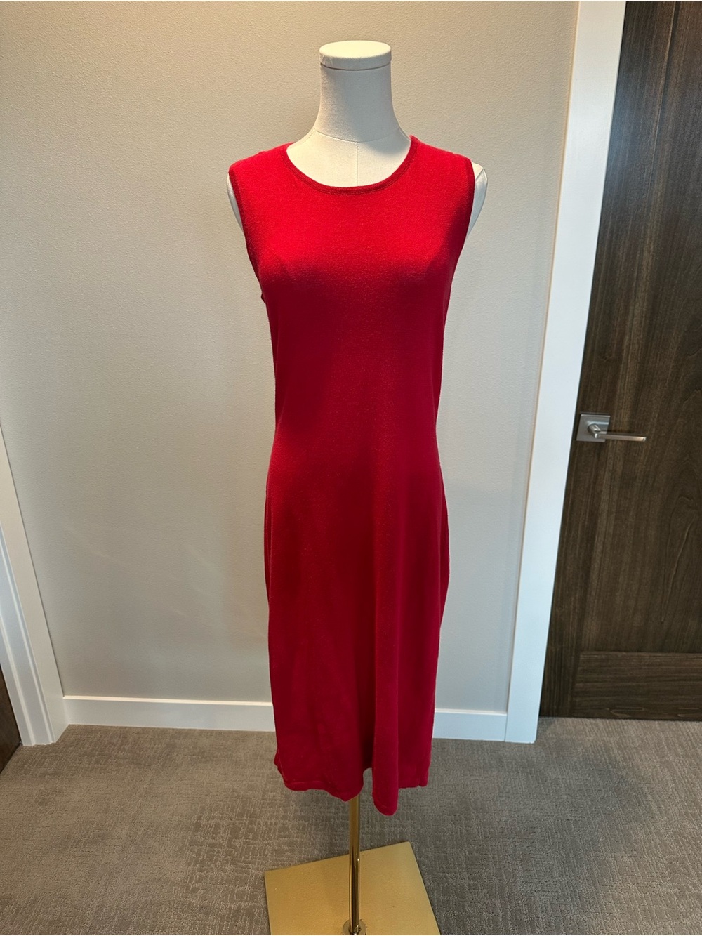 Aria Red Sleeveless Knit Midi Dress